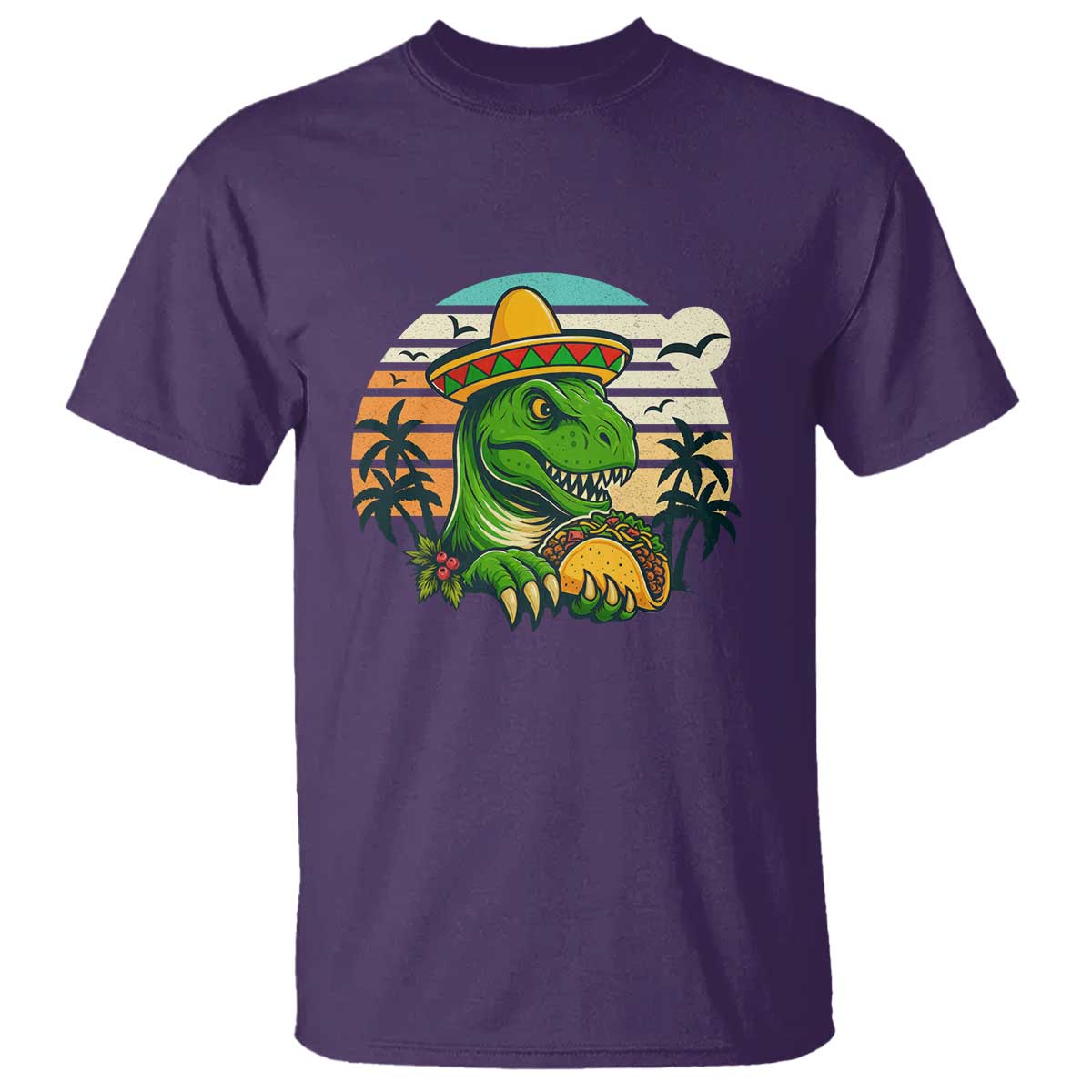 Funny Tacos Dinosaur T Shirt Mexican Food Lover Gift TS12 Purple Print Your Wear