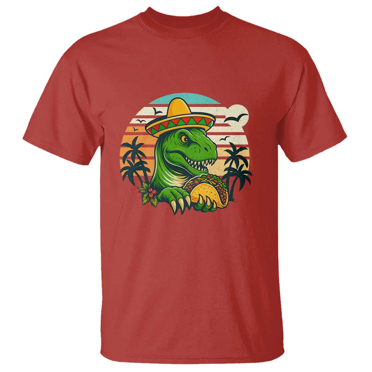 Funny Tacos Dinosaur T Shirt Mexican Food Lover Gift TS12 Red Print Your Wear