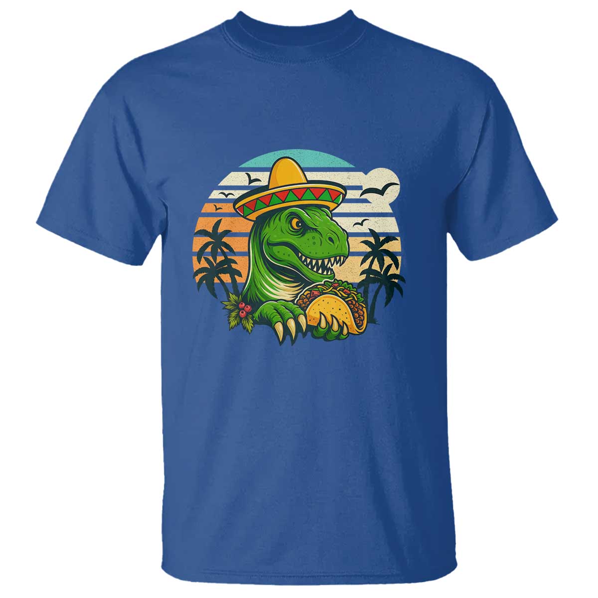 Funny Tacos Dinosaur T Shirt Mexican Food Lover Gift TS12 Royal Blue Print Your Wear