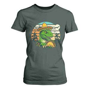 Funny Tacos Dinosaur T Shirt For Women Mexican Food Lover Gift TS12 Dark Forest Green Print Your Wear