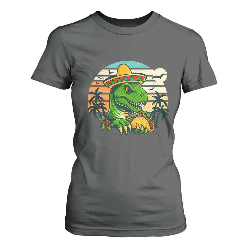Funny Tacos Dinosaur T Shirt For Women Mexican Food Lover Gift TS12 Dark Heather Print Your Wear