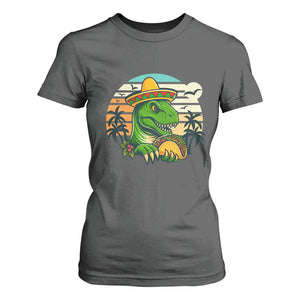 Funny Tacos Dinosaur T Shirt For Women Mexican Food Lover Gift TS12 Dark Heather Print Your Wear