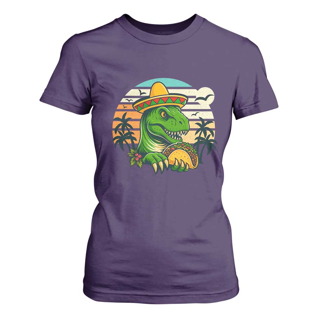 Funny Tacos Dinosaur T Shirt For Women Mexican Food Lover Gift TS12 Purple Print Your Wear