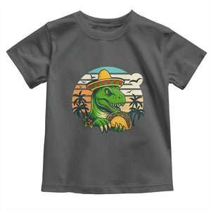 Funny Tacos Dinosaur Toddler T Shirt Mexican Food Lover Gift TS12 Dark Heather Print Your Wear