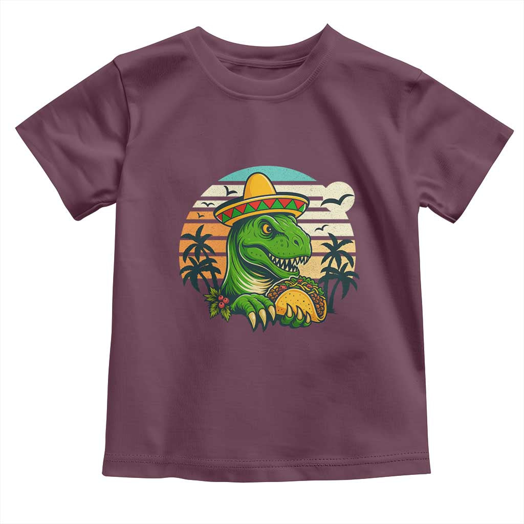Funny Tacos Dinosaur Toddler T Shirt Mexican Food Lover Gift TS12 Maroon Print Your Wear