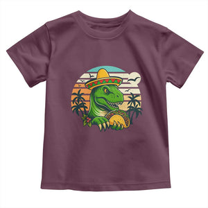 Funny Tacos Dinosaur Toddler T Shirt Mexican Food Lover Gift TS12 Maroon Print Your Wear