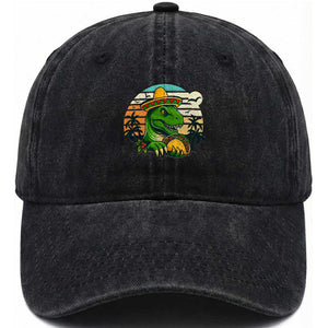 Funny Tacos Dinosaur Washed Cotton Baseball Cap Mexican Food Lover Gift TS12 Print Your Wear