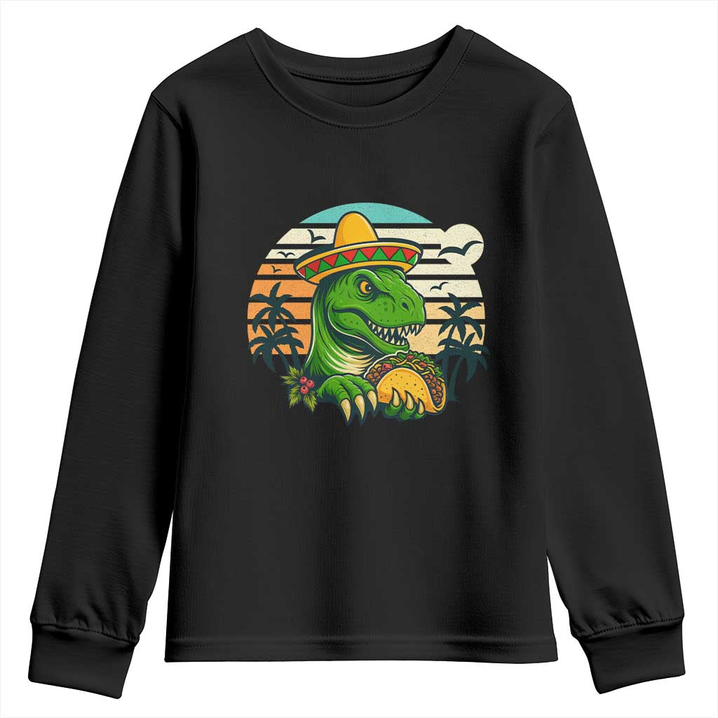 Funny Tacos Dinosaur Youth Sweatshirt Mexican Food Lover Gift TS12 Black Print Your Wear