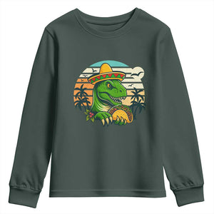 Funny Tacos Dinosaur Youth Sweatshirt Mexican Food Lover Gift TS12 Dark Forest Green Print Your Wear