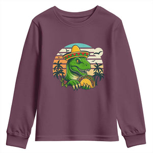 Funny Tacos Dinosaur Youth Sweatshirt Mexican Food Lover Gift TS12 Maroon Print Your Wear