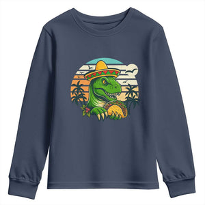 Funny Tacos Dinosaur Youth Sweatshirt Mexican Food Lover Gift TS12 Navy Print Your Wear