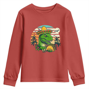 Funny Tacos Dinosaur Youth Sweatshirt Mexican Food Lover Gift TS12 Red Print Your Wear