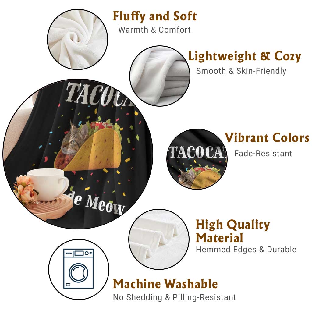 Funny Taco Cat Cinco De Meow Throw Blanket Mexican Food Lover Gift TS12 Print Your Wear