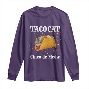 Funny Taco Cat Cinco De Meow Long Sleeve Shirt Mexican Food Lover Gift TS12 Purple Print Your Wear
