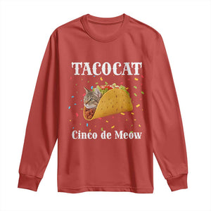 Funny Taco Cat Cinco De Meow Long Sleeve Shirt Mexican Food Lover Gift TS12 Red Print Your Wear