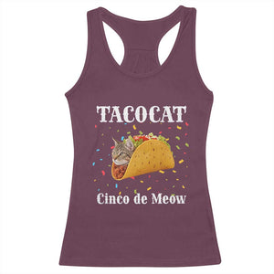 Funny Taco Cat Cinco De Meow Racerback Tank Top Mexican Food Lover Gift TS12 Maroon Print Your Wear