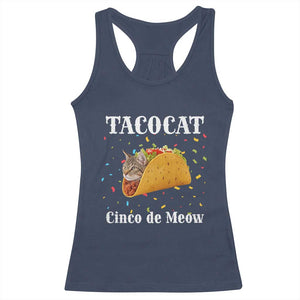 Funny Taco Cat Cinco De Meow Racerback Tank Top Mexican Food Lover Gift TS12 Navy Print Your Wear