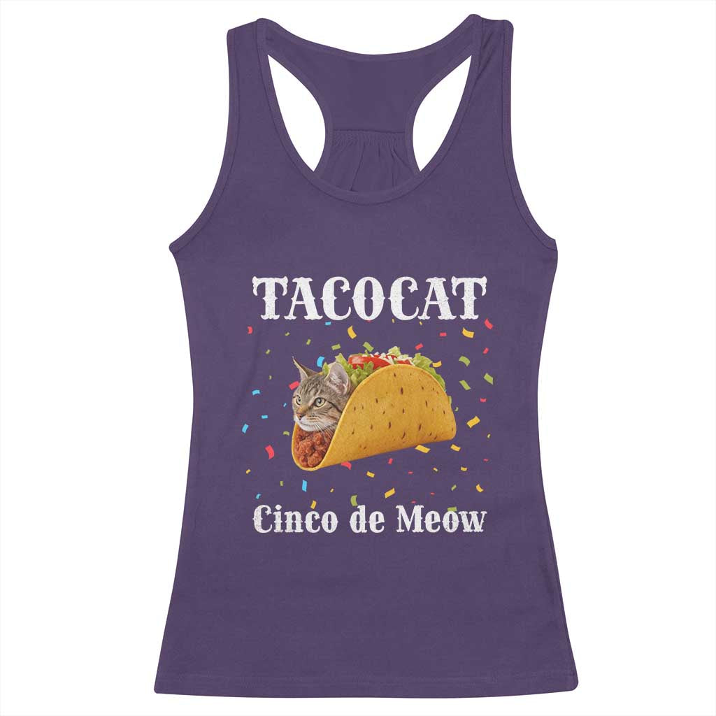 Funny Taco Cat Cinco De Meow Racerback Tank Top Mexican Food Lover Gift TS12 Purple Print Your Wear
