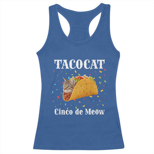 Funny Taco Cat Cinco De Meow Racerback Tank Top Mexican Food Lover Gift TS12 Royal Blue Print Your Wear