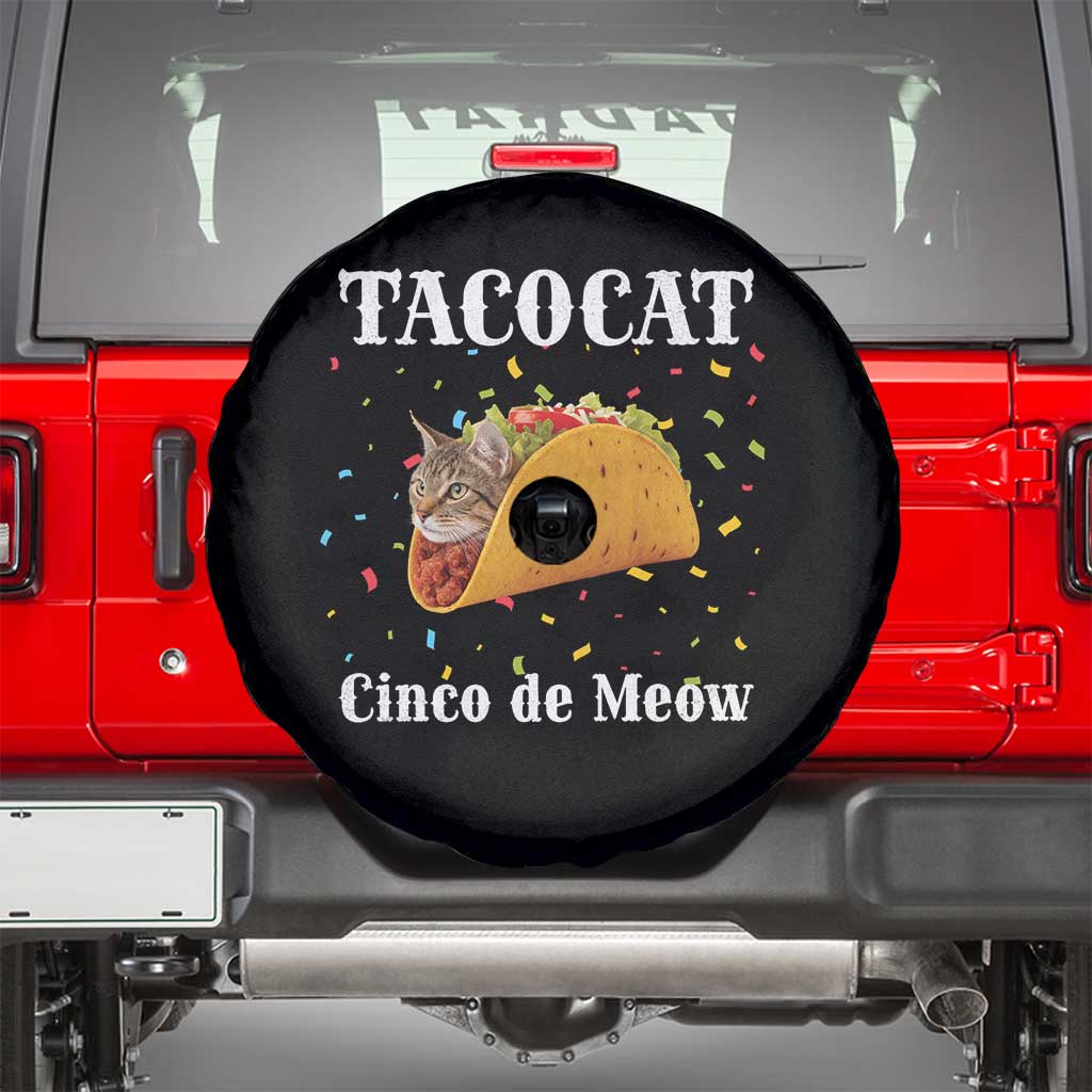 Funny Taco Cat Cinco De Meow Spare Tire Cover Mexican Food Lover Gift TS12 Black Print Your Wear