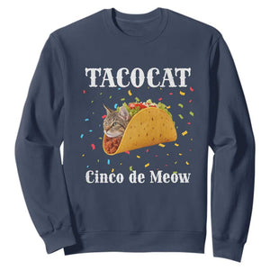 Funny Taco Cat Cinco De Meow Sweatshirt Mexican Food Lover Gift TS12 Navy Print Your Wear