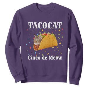 Funny Taco Cat Cinco De Meow Sweatshirt Mexican Food Lover Gift TS12 Purple Print Your Wear