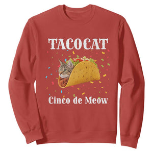 Funny Taco Cat Cinco De Meow Sweatshirt Mexican Food Lover Gift TS12 Red Print Your Wear