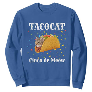 Funny Taco Cat Cinco De Meow Sweatshirt Mexican Food Lover Gift TS12 Royal Blue Print Your Wear