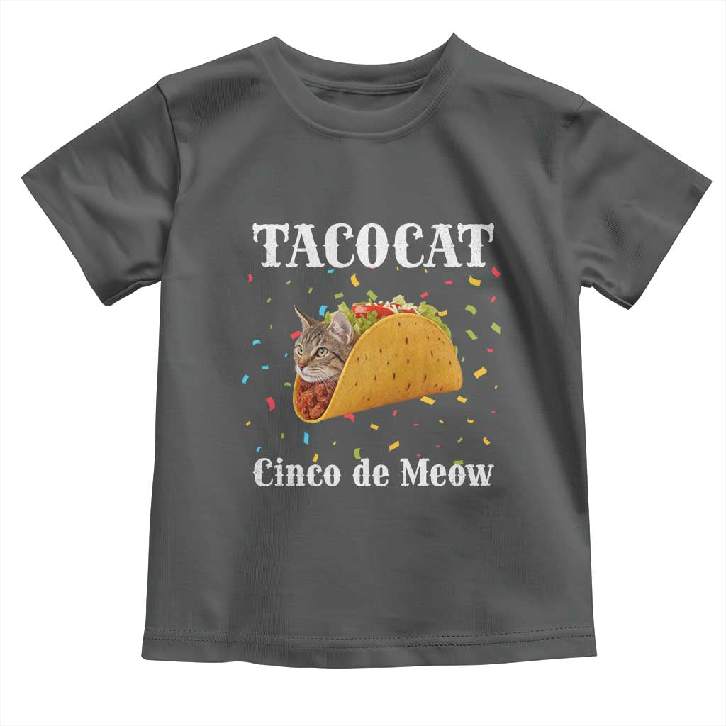 Funny Taco Cat Cinco De Meow Toddler T Shirt Mexican Food Lover Gift TS12 Dark Heather Print Your Wear