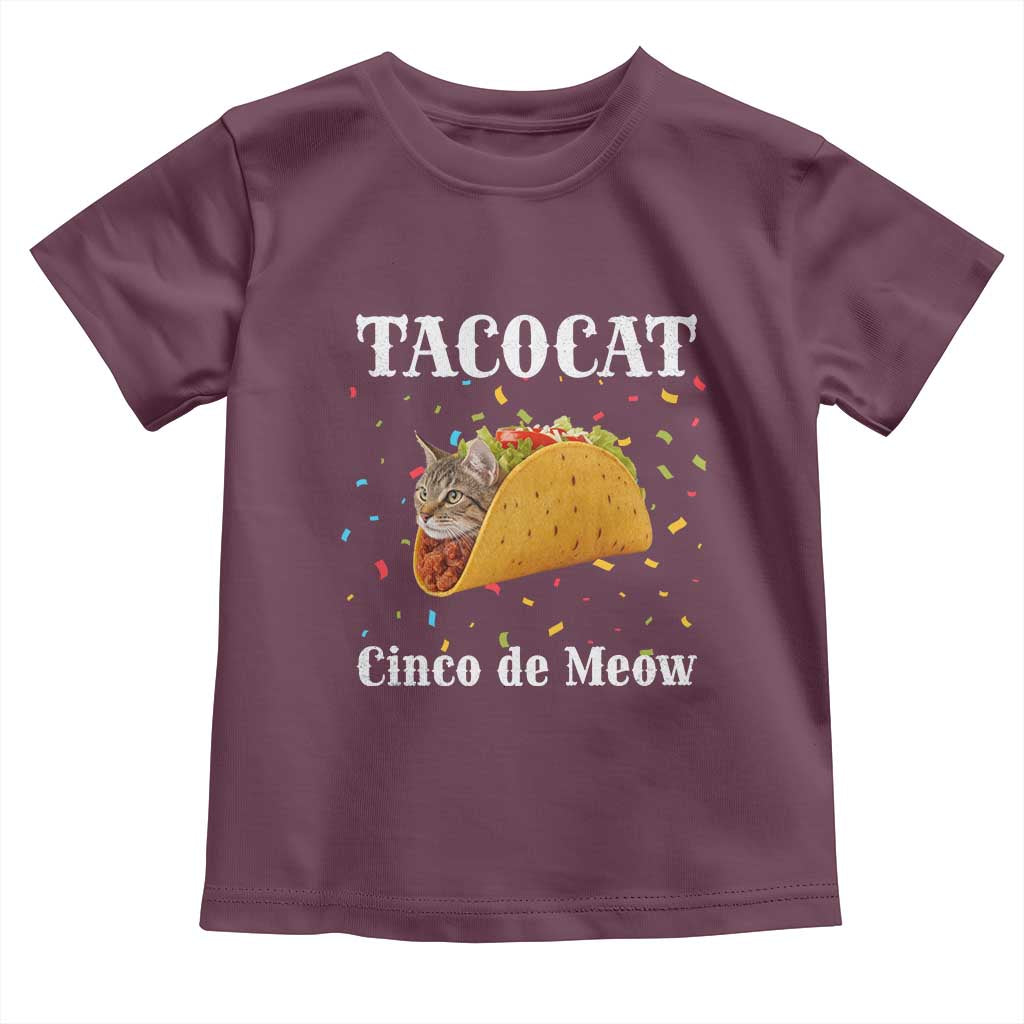 Funny Taco Cat Cinco De Meow Toddler T Shirt Mexican Food Lover Gift TS12 Maroon Print Your Wear