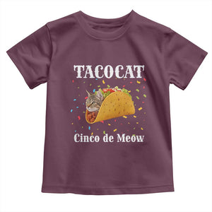Funny Taco Cat Cinco De Meow Toddler T Shirt Mexican Food Lover Gift TS12 Maroon Print Your Wear