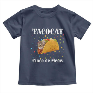 Funny Taco Cat Cinco De Meow Toddler T Shirt Mexican Food Lover Gift TS12 Navy Print Your Wear