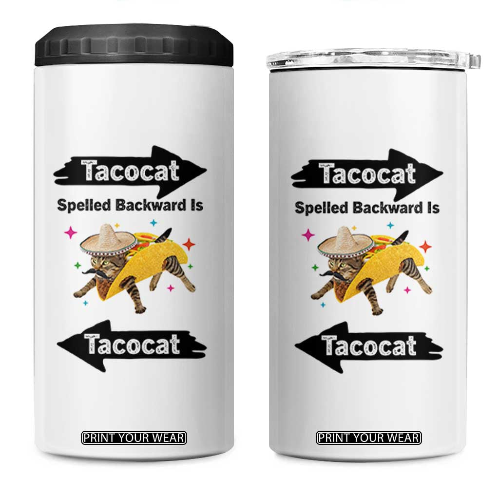 Funny Tacocat Spelled Backward Is Tacocat 4 in 1 Can Cooler Tumbler Mexican Food Lover Gift TS12 One Size: 16 oz White Print Your Wear