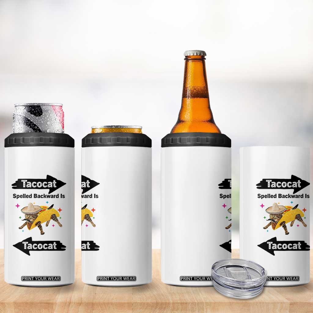 Funny Tacocat Spelled Backward Is Tacocat 4 in 1 Can Cooler Tumbler Mexican Food Lover Gift TS12 Print Your Wear
