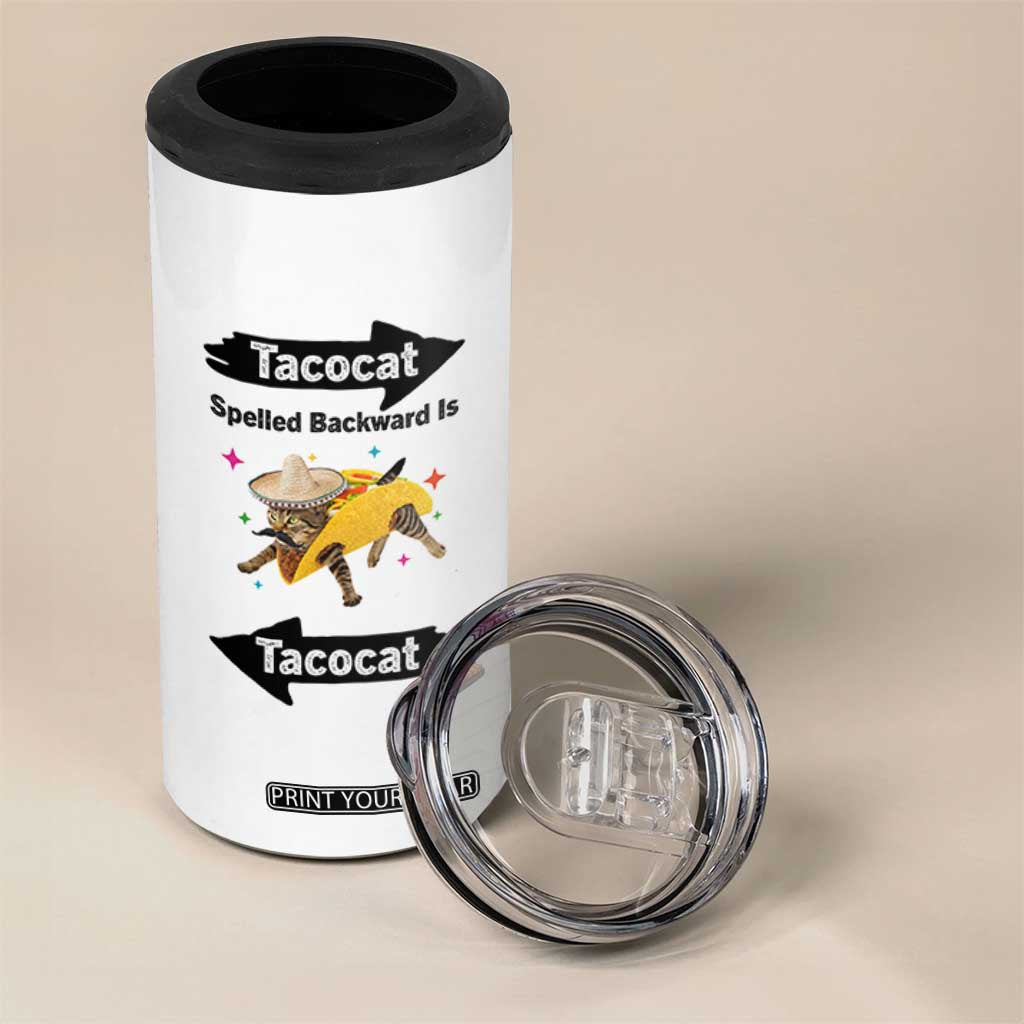 Funny Tacocat Spelled Backward Is Tacocat 4 in 1 Can Cooler Tumbler Mexican Food Lover Gift TS12 Print Your Wear