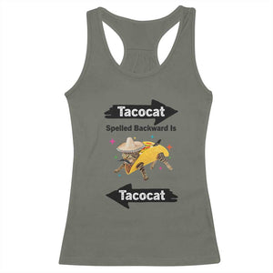Funny Tacocat Spelled Backward Is Tacocat Racerback Tank Top Mexican Food Lover Gift TS12 Military Green Print Your Wear