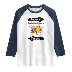 Funny Tacocat Spelled Backward Is Tacocat Raglan Shirt Mexican Food Lover Gift TS12 White Navy Print Your Wear