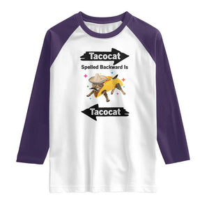 Funny Tacocat Spelled Backward Is Tacocat Raglan Shirt Mexican Food Lover Gift TS12 White Purple Print Your Wear