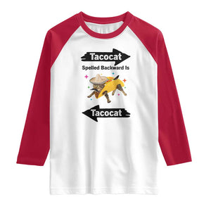 Funny Tacocat Spelled Backward Is Tacocat Raglan Shirt Mexican Food Lover Gift TS12 White Red Print Your Wear