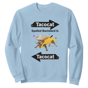Funny Tacocat Spelled Backward Is Tacocat Sweatshirt Mexican Food Lover Gift TS12 Light Blue Print Your Wear