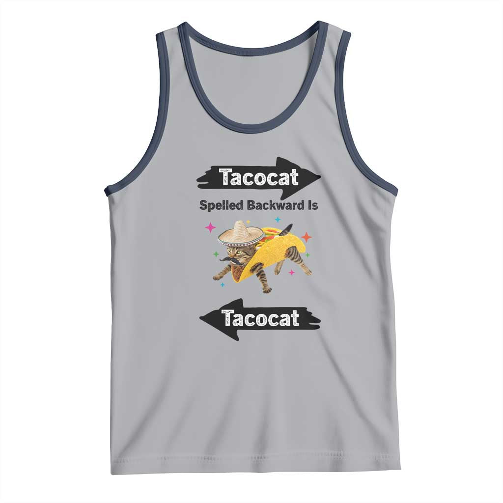 Funny Tacocat Spelled Backward Is Tacocat Tank Top Mexican Food Lover Gift TS12 Athletic Heather Navy Print Your Wear