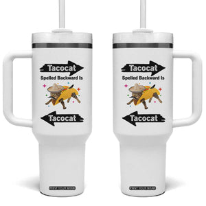 Funny Tacocat Spelled Backward Is Tacocat Tumbler With Handle Mexican Food Lover Gift TS12 One Size: 40 oz White Print Your Wear