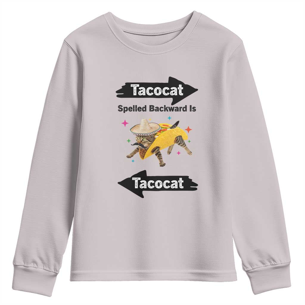 Funny Tacocat Spelled Backward Is Tacocat Youth Sweatshirt Mexican Food Lover Gift TS12 Ice Gray Print Your Wear