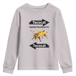 Funny Tacocat Spelled Backward Is Tacocat Youth Sweatshirt Mexican Food Lover Gift TS12 Ice Gray Print Your Wear