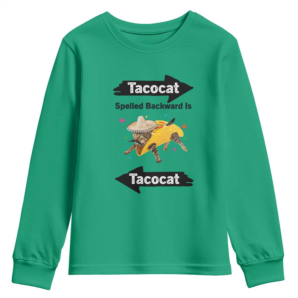 Funny Tacocat Spelled Backward Is Tacocat Youth Sweatshirt Mexican Food Lover Gift TS12 Irish Green Print Your Wear