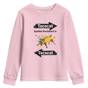 Funny Tacocat Spelled Backward Is Tacocat Youth Sweatshirt Mexican Food Lover Gift TS12 Light Pink Print Your Wear