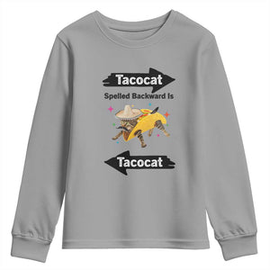 Funny Tacocat Spelled Backward Is Tacocat Youth Sweatshirt Mexican Food Lover Gift TS12 Sport Gray Print Your Wear