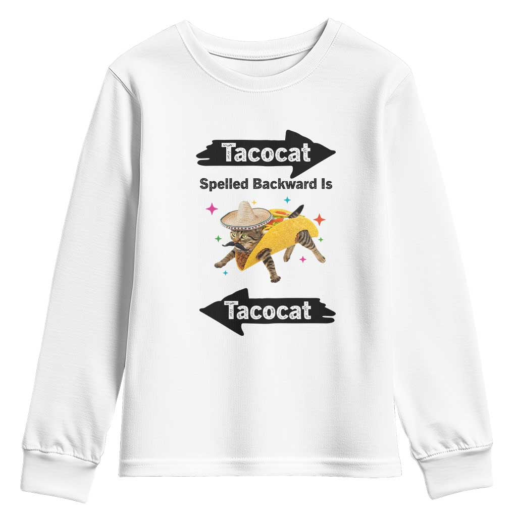 Funny Tacocat Spelled Backward Is Tacocat Youth Sweatshirt Mexican Food Lover Gift TS12 White Print Your Wear