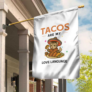 Tacos Are My Love Language Garden Flag Funny Cat Eating Taco TS12 Print Your Wear
