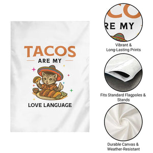 Tacos Are My Love Language Garden Flag Funny Cat Eating Taco TS12 Print Your Wear